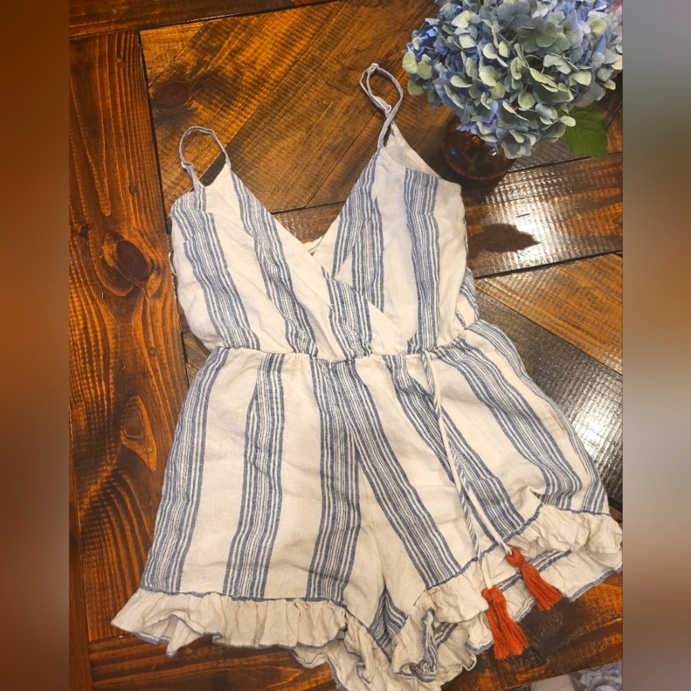 Tula Rosa pinstripe romper small